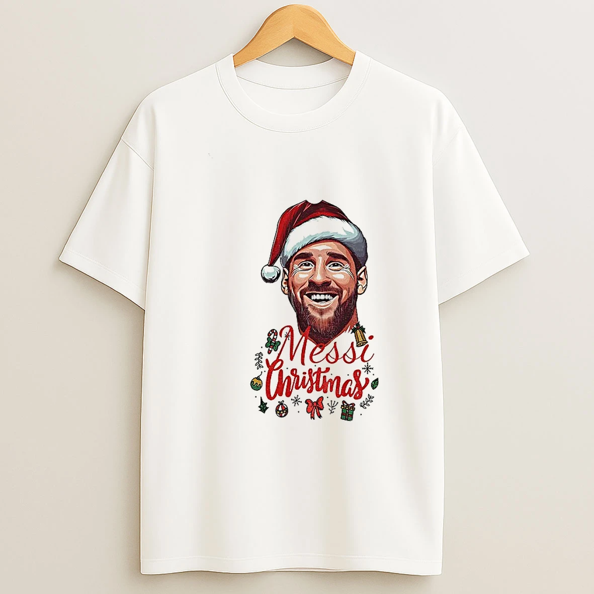 Lionel Messi Big Face Santa Hat Messi Christmas Merry Xmas T Shirt