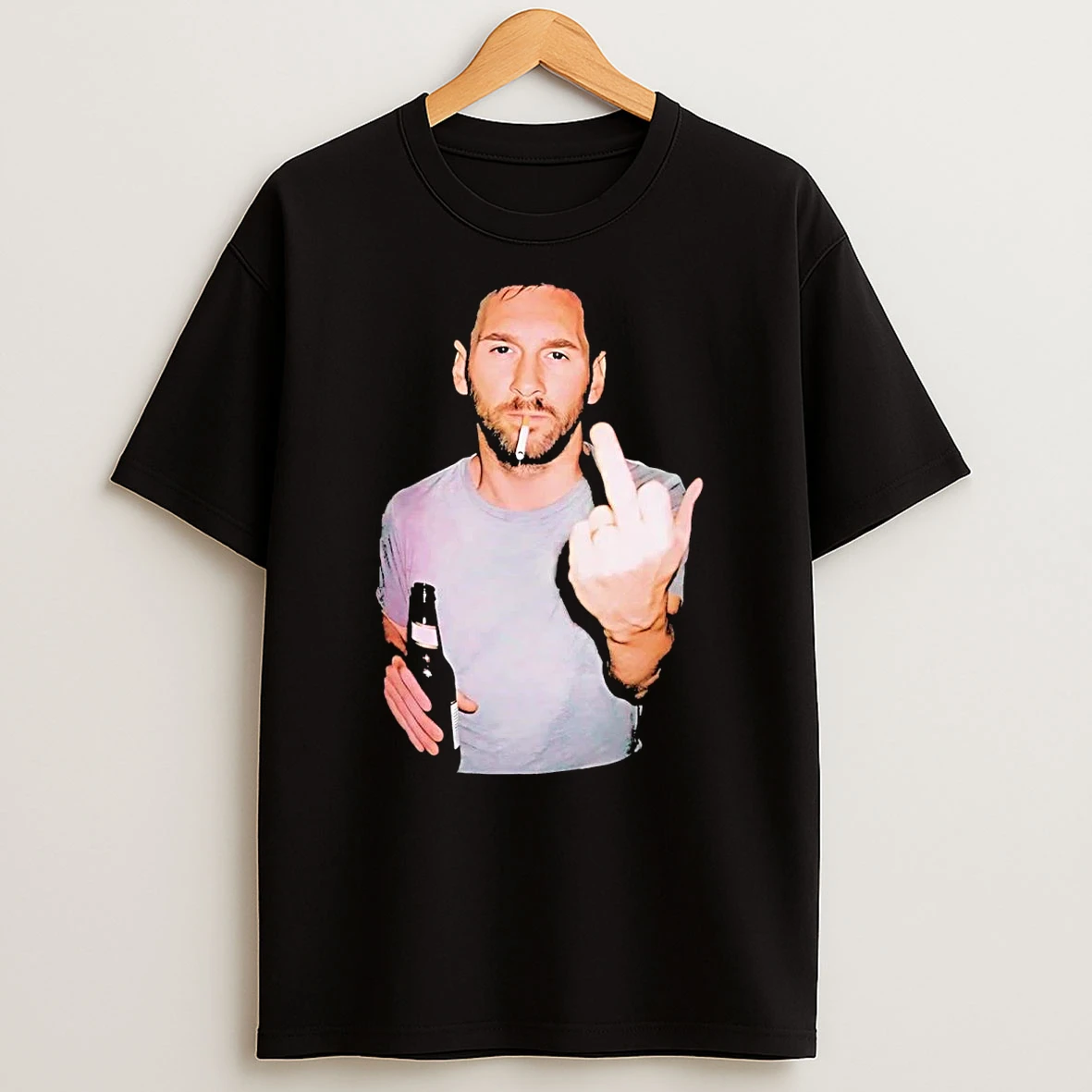 Lionel Messi Smoking Cigs Middle Finger T Shirt