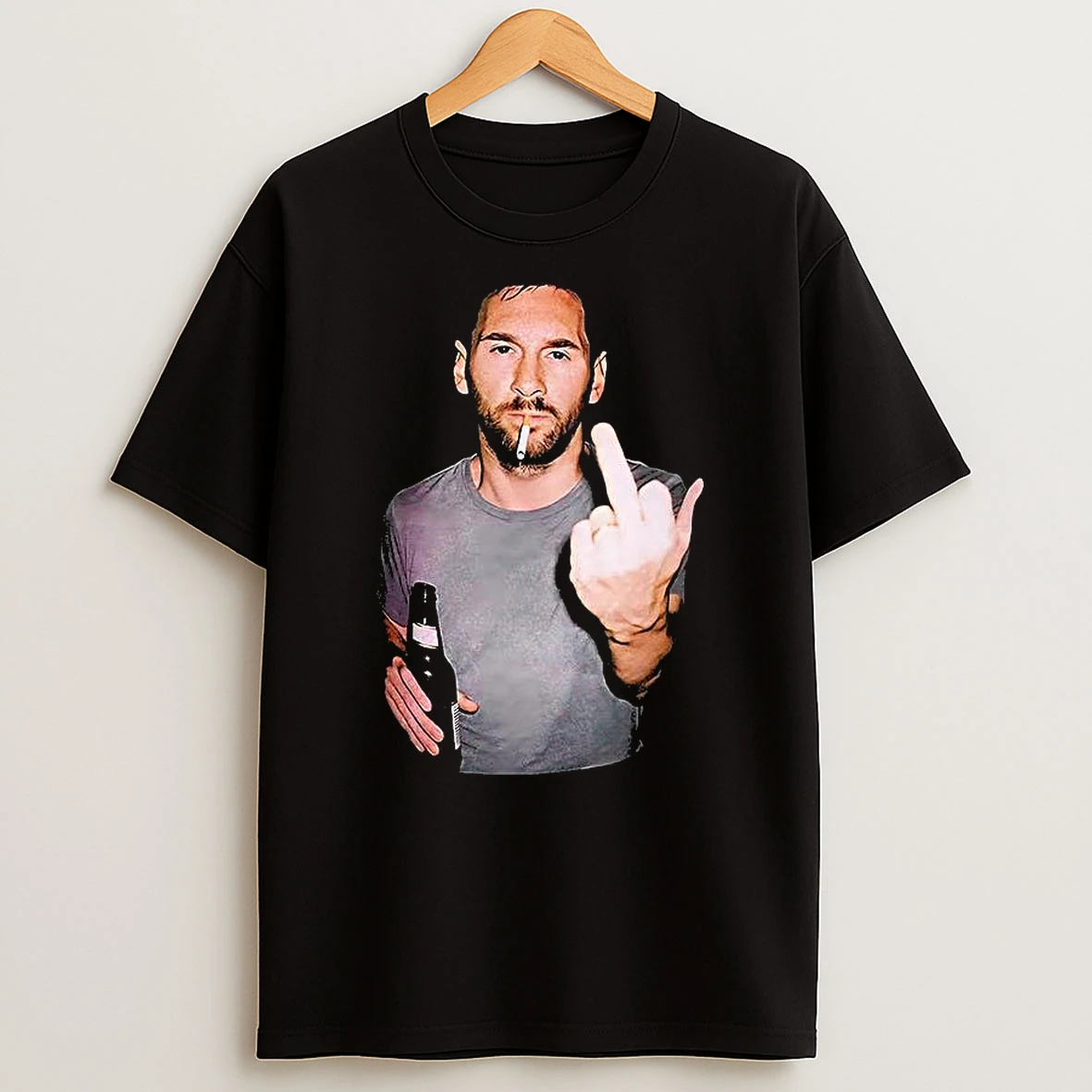 Lionel Messi Smoking Middle Finger Meme T Shirt