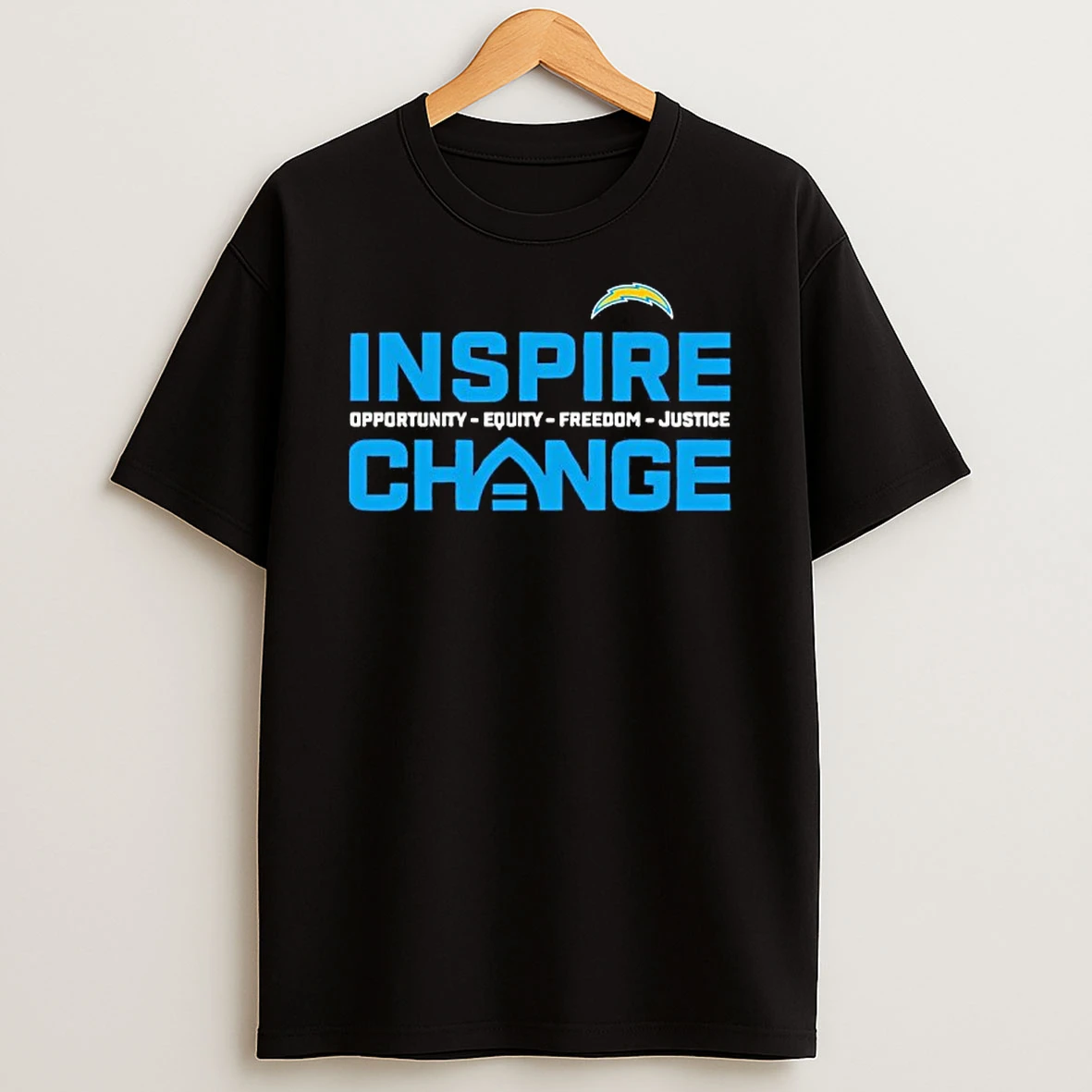 Los Angeles Chargers Inspire Change Opportunity Equity Freedom Justice T Shirt