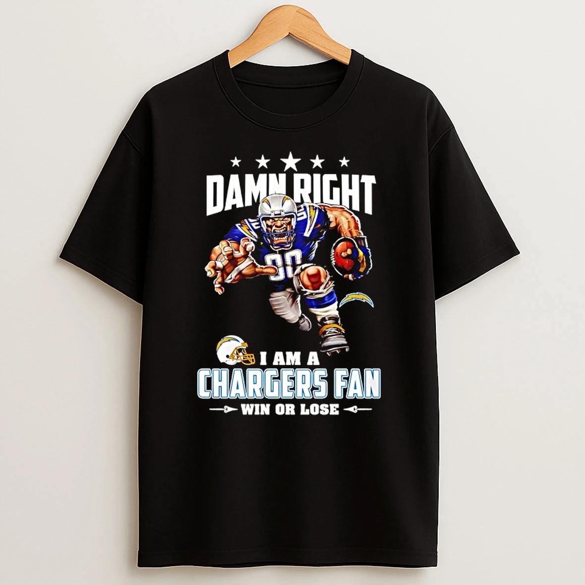 Los Angeles Chargers Mascot Damn Right I Am A Cowboys Fan Win Or Lose T Shirt