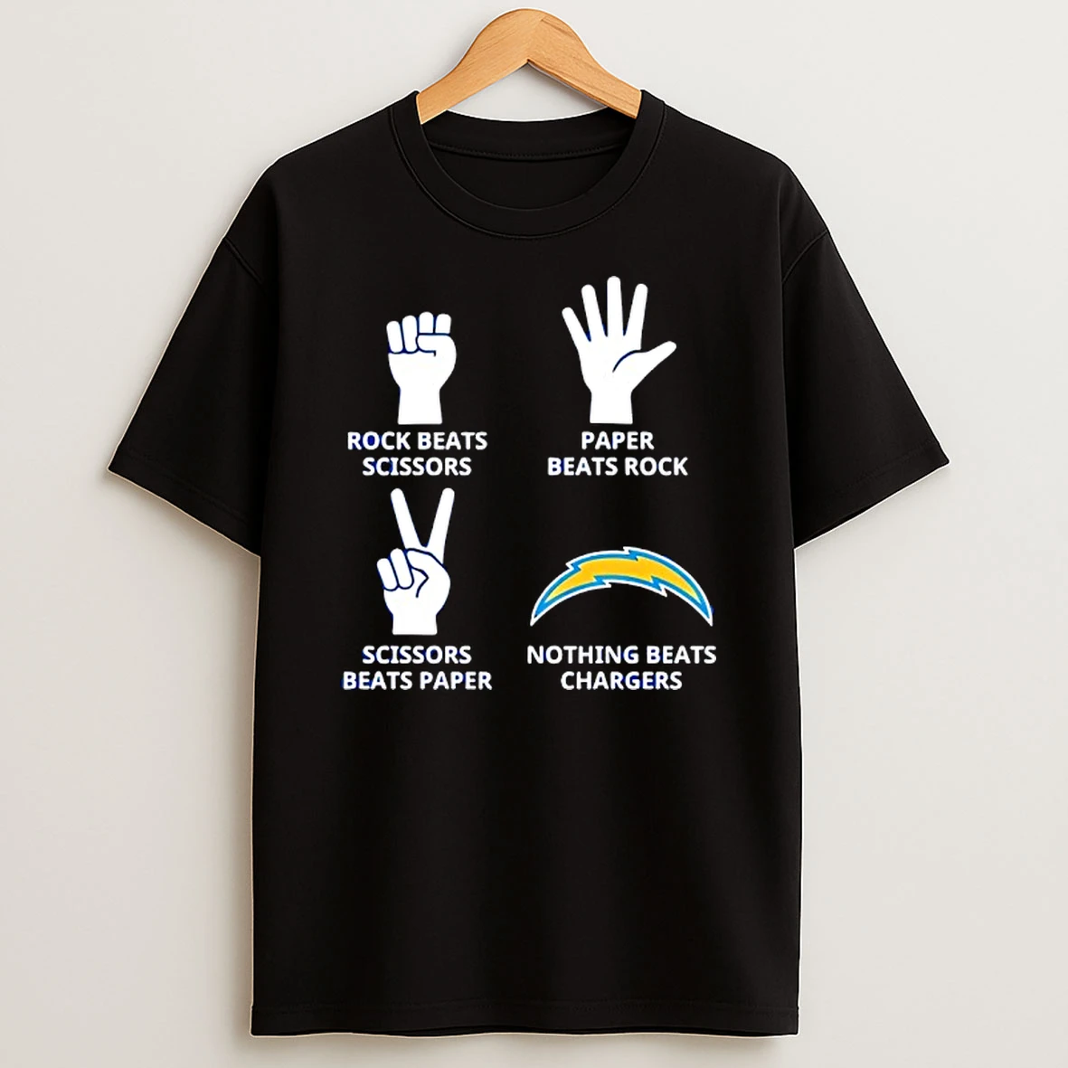 Los Angeles Chargers Nothing Beats Rock Beats Scissors Paper Beats Rock Scissors Beats Paper T Shirt