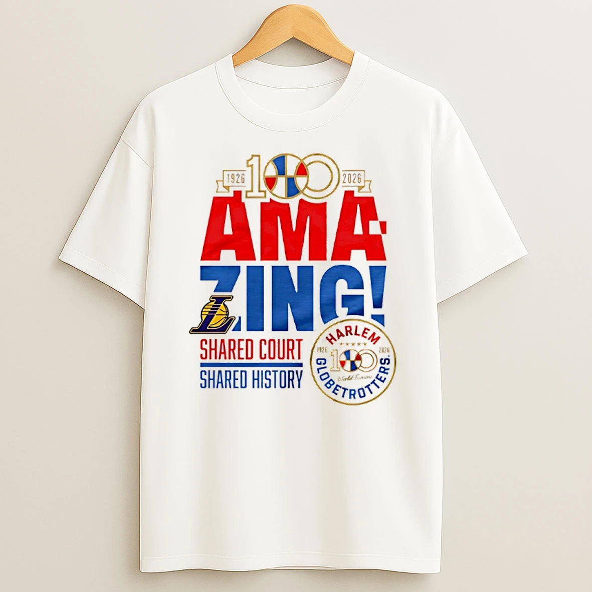 Los Angeles Lakers X Harlem Globetrotters Amazing 100 Year 1926 2026 T Shirt