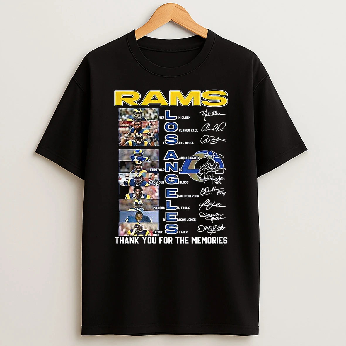 Los Angeles Rams Thank You For The Memories Legend Squad Player Image Signature 2025 T Shirt