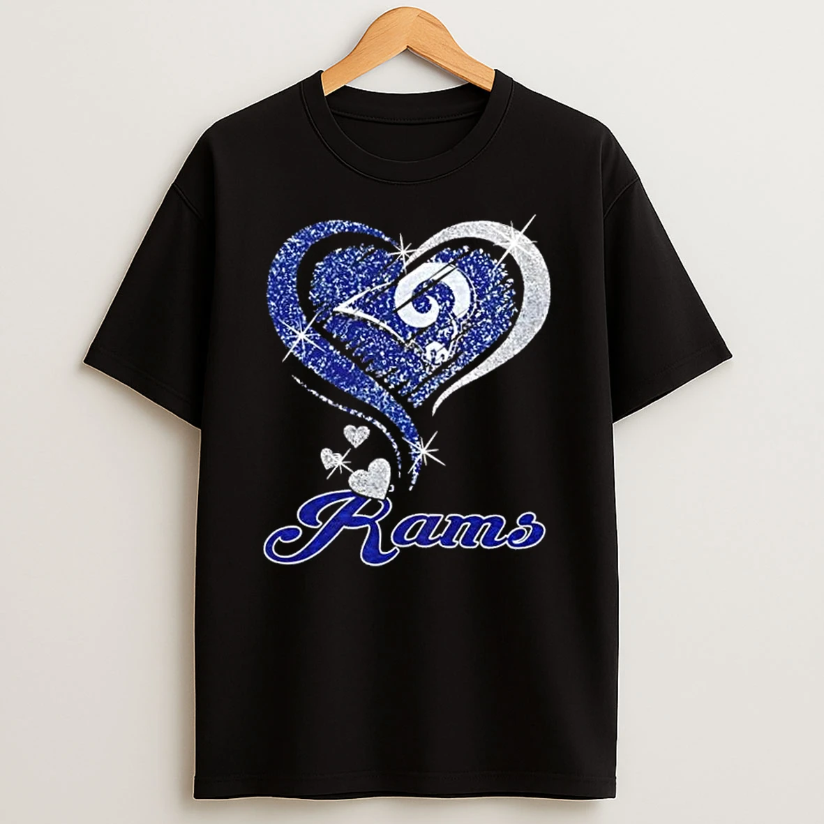 Los Angeles Rams Football In Glitter Heart Fans T Shirt