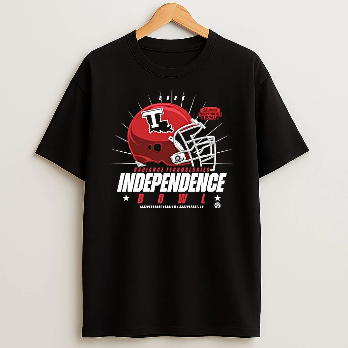 Louisiana Tech Bulldogs 2025 Radiance Technologies Independence Bowl Helmet Logo T Shirt