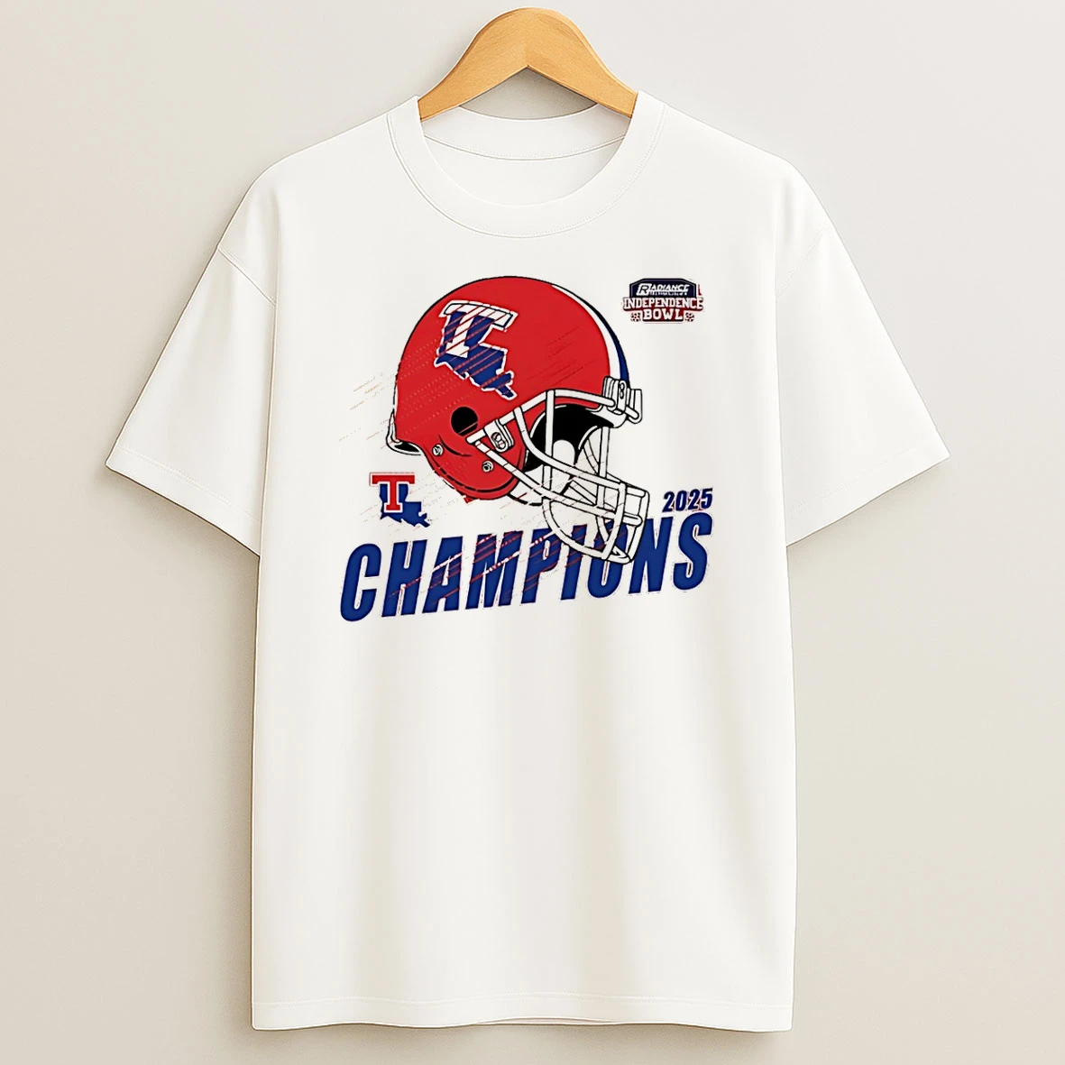 Louisiana Tech Bulldogs Football 2025 Radiance Technologies Independence Bowl Helmet T Shirt
