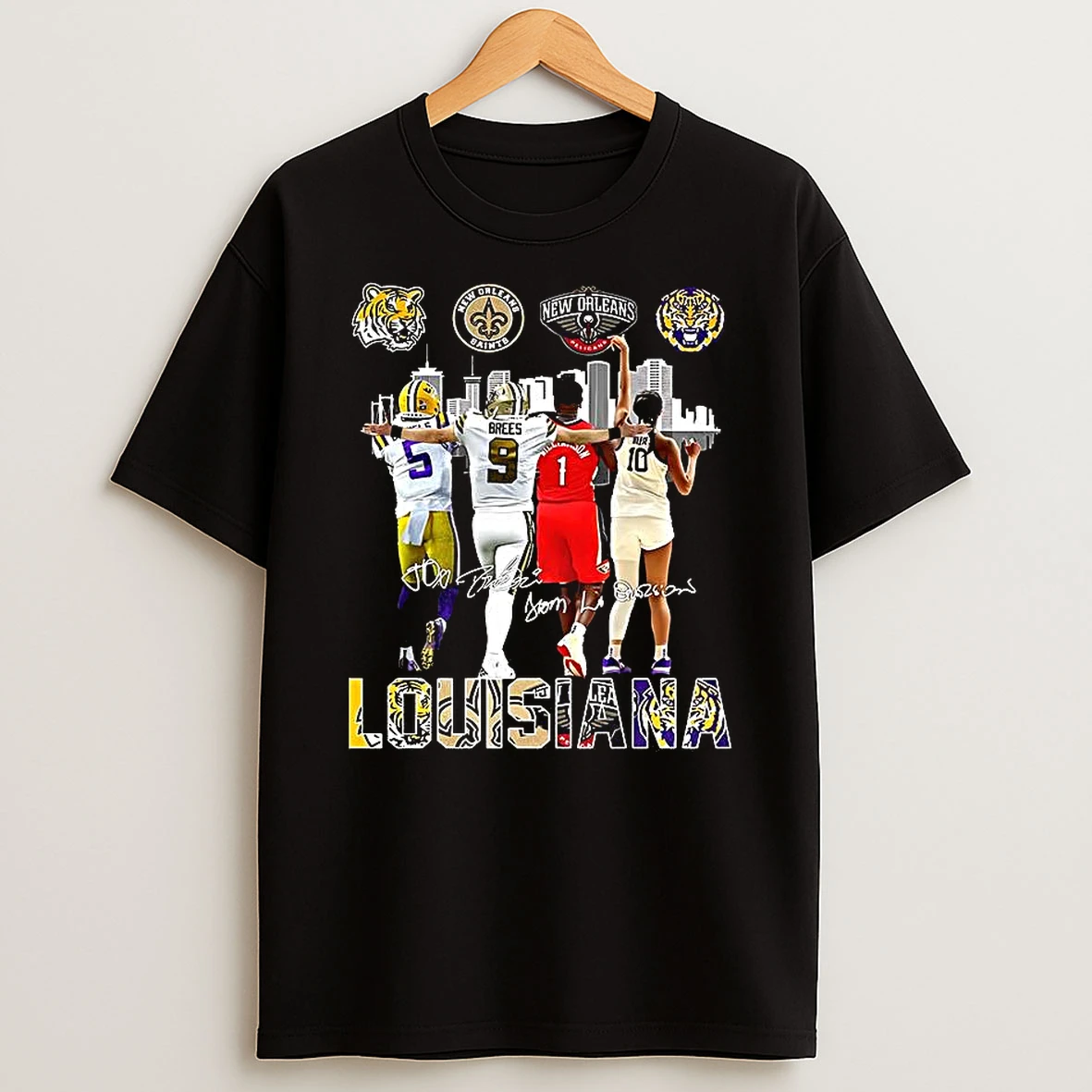 Louisiana Sports Teams Logo City Champions Player Signature T Shirt