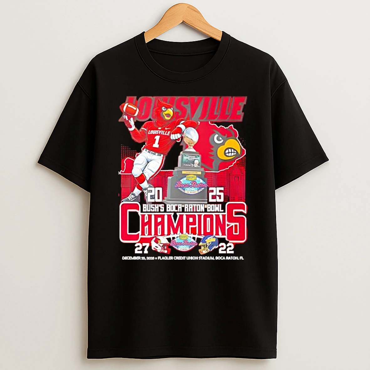 Louisville Cardinals 2025 Bushs Boca Raton Bowl Champions T Shirt