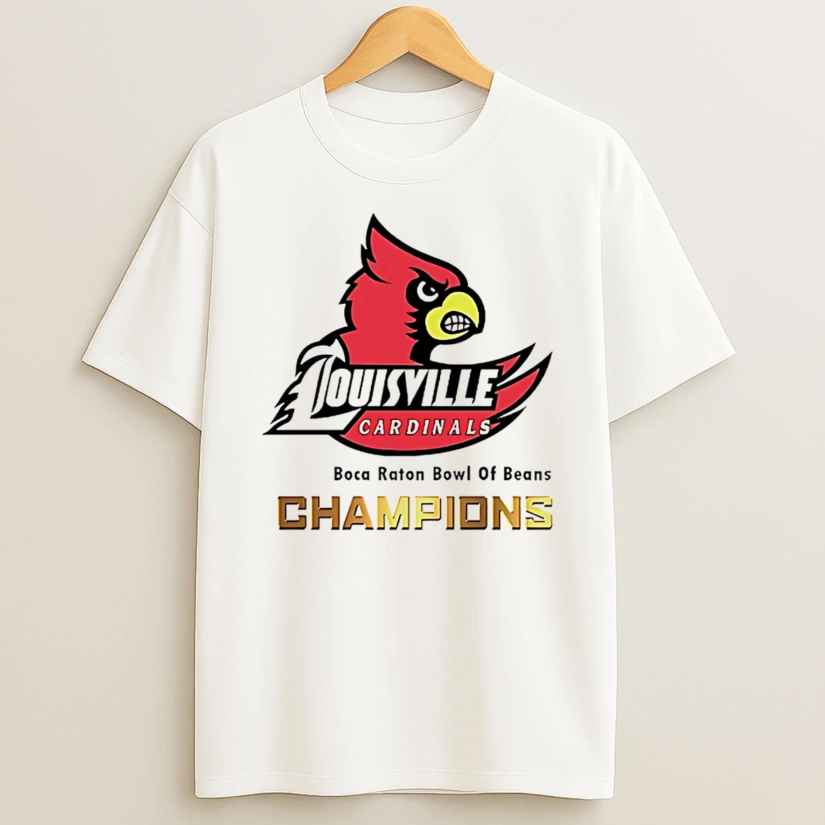Louisville Football Roca Raton Bowl Of Beans Champions Logo T Shirt
