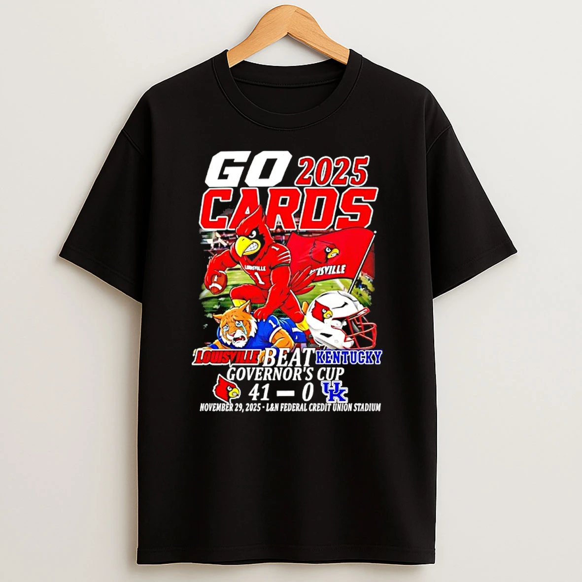 Louisville Beat Kentucky Governors Cup Go Cards 2025 41 0 Score T Shirt