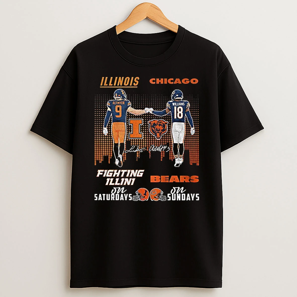 Luke Altmyer Illinois Fighting Illini Vs Caleb Williams Chicago Bears On Saturday On Sundays Signatures T Shirt