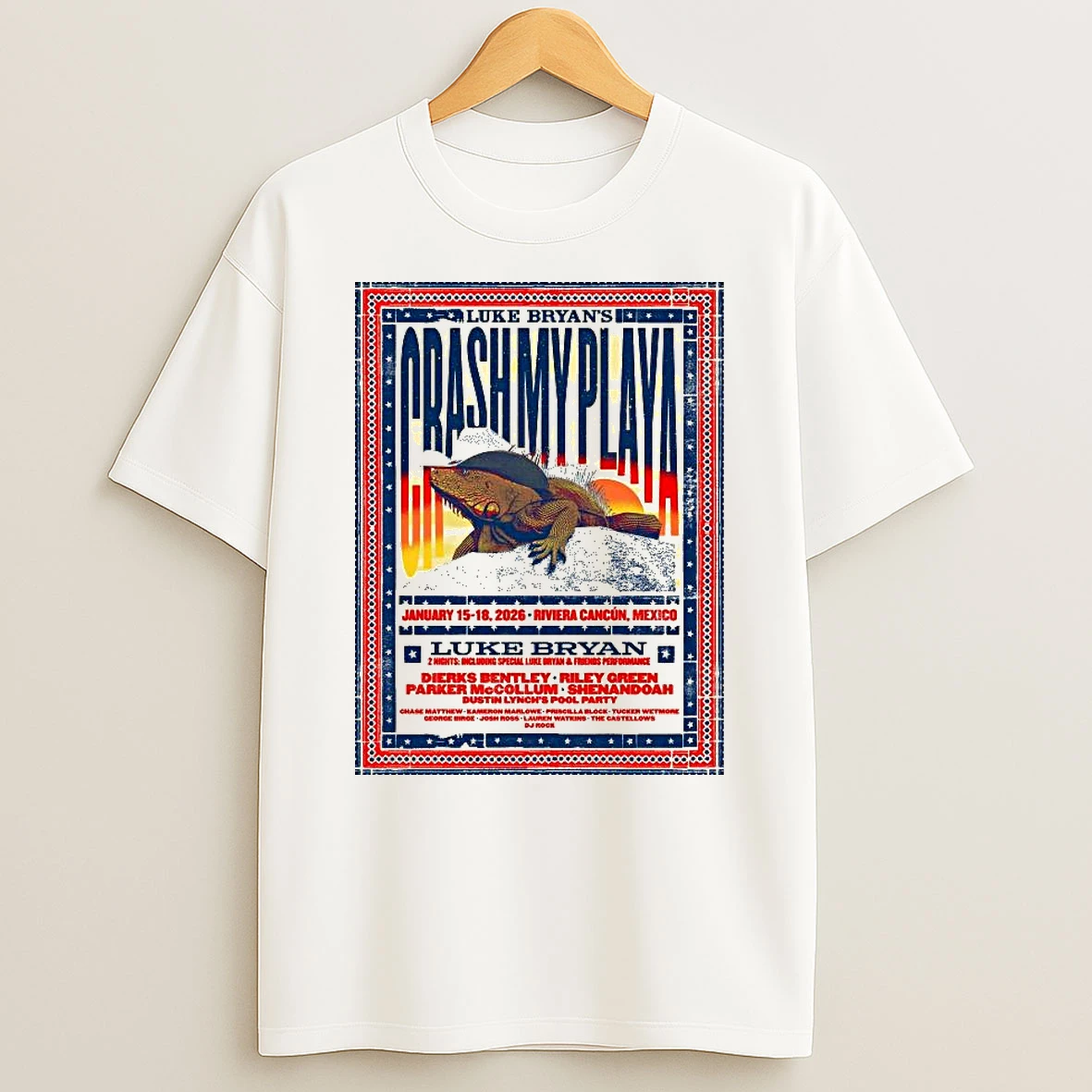 Luke Bryan Crash My Playa Riviera Cancun Mx Jan 15%ce%b3co18 2026 T Shirt