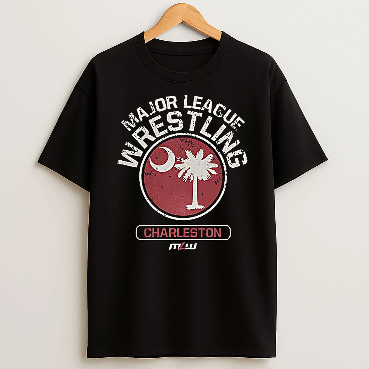 Major League Wrestling Charleston Palm And Crescent Moon Logo Vintage T Shirt