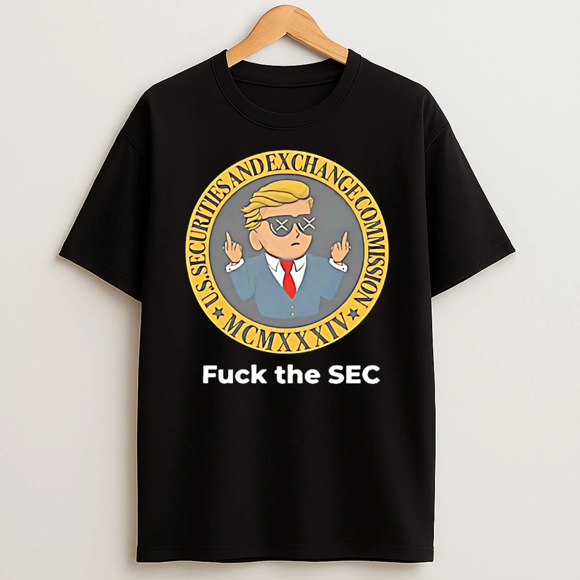 Man Middle Finger Us Securiti Esandex Change Commission Mcmxxxiv Fuck The Sec T Shirt