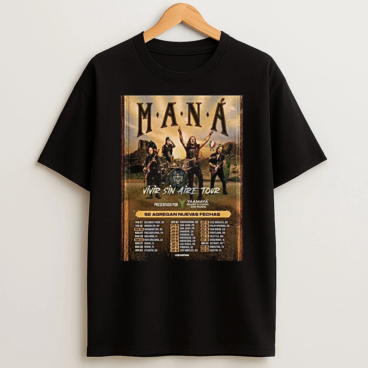 Mana 2026 Vivir Sin Aire Tour T Shirt