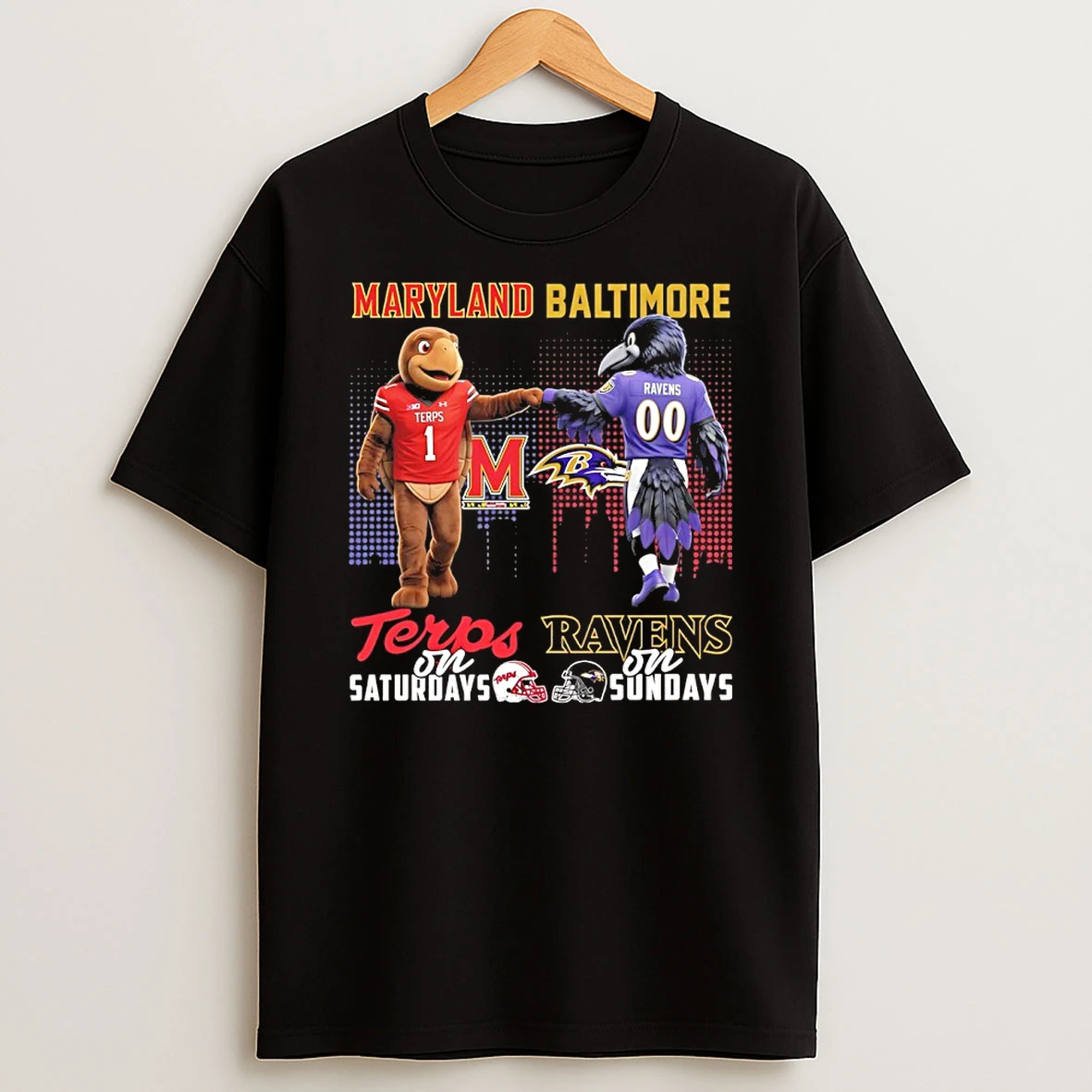 Maryland Terrapins On Saturday And Baltimore Ravens On Sundays Mascot T Shirt