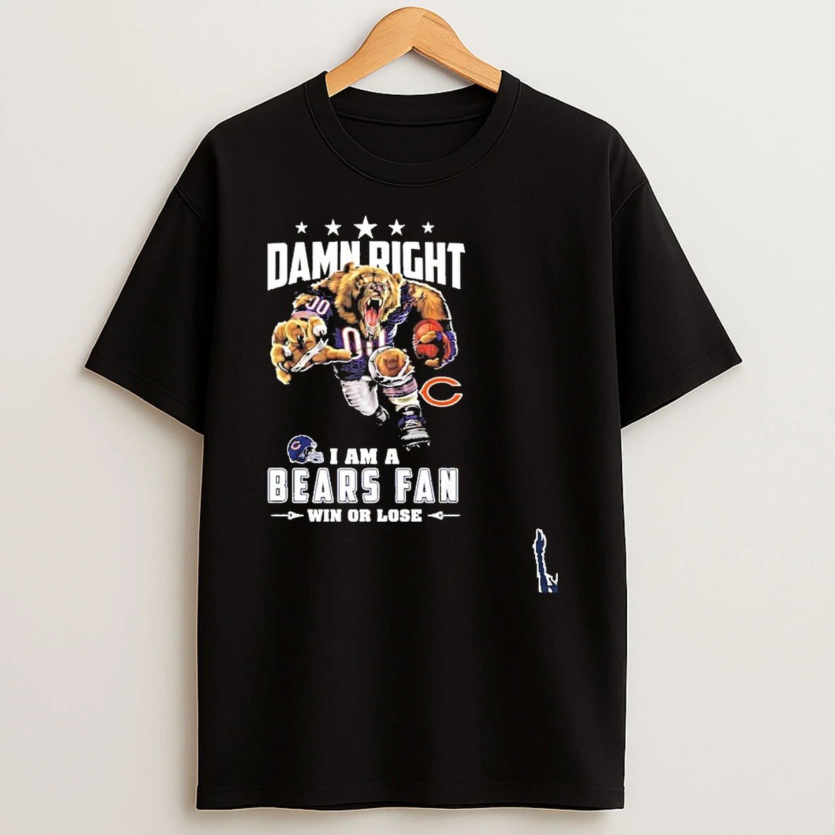 Mascot Damn Right I Am A Bears Fan Win Or Lose T Shirt