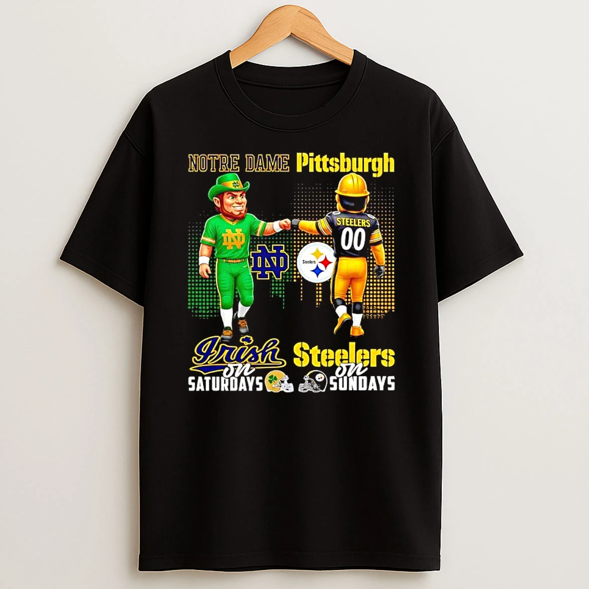 Mascot Of Notre Dame Irish On Saturdays And Pittsburgh Steelers On Sundays T Shirt