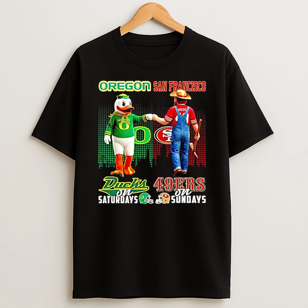 Mascot Of Oregon Ducks On Saturdays And San Francisco 49ers On Sundays T Shirt
