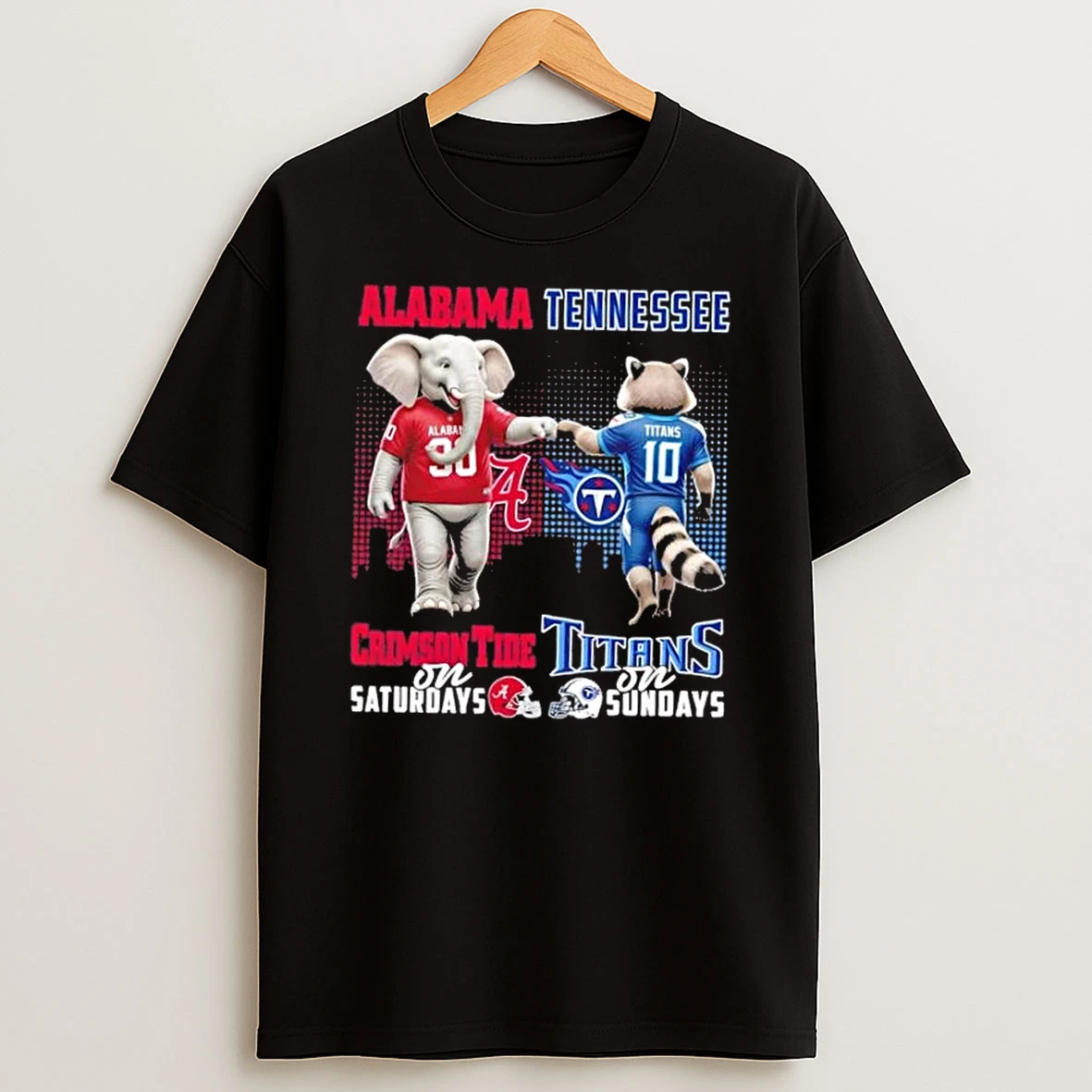 Mascots Alabama Crimson Tide On Saturdays X Tennessee Titans On Sundays Skyline T Shirt