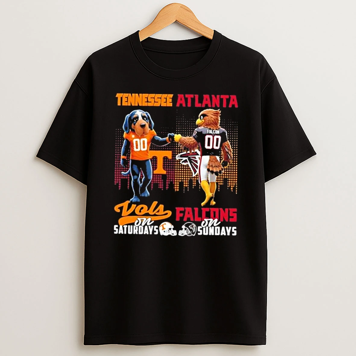 Mascots Tennessee Volunteers On Saturdays X Atlanta Falcons On Sundays Skyline T Shirt