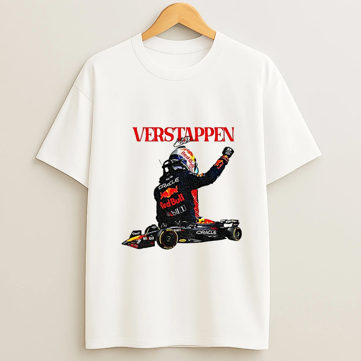 Max Verstappen F1 World Champion Red Bull Car Signature T Shirt
