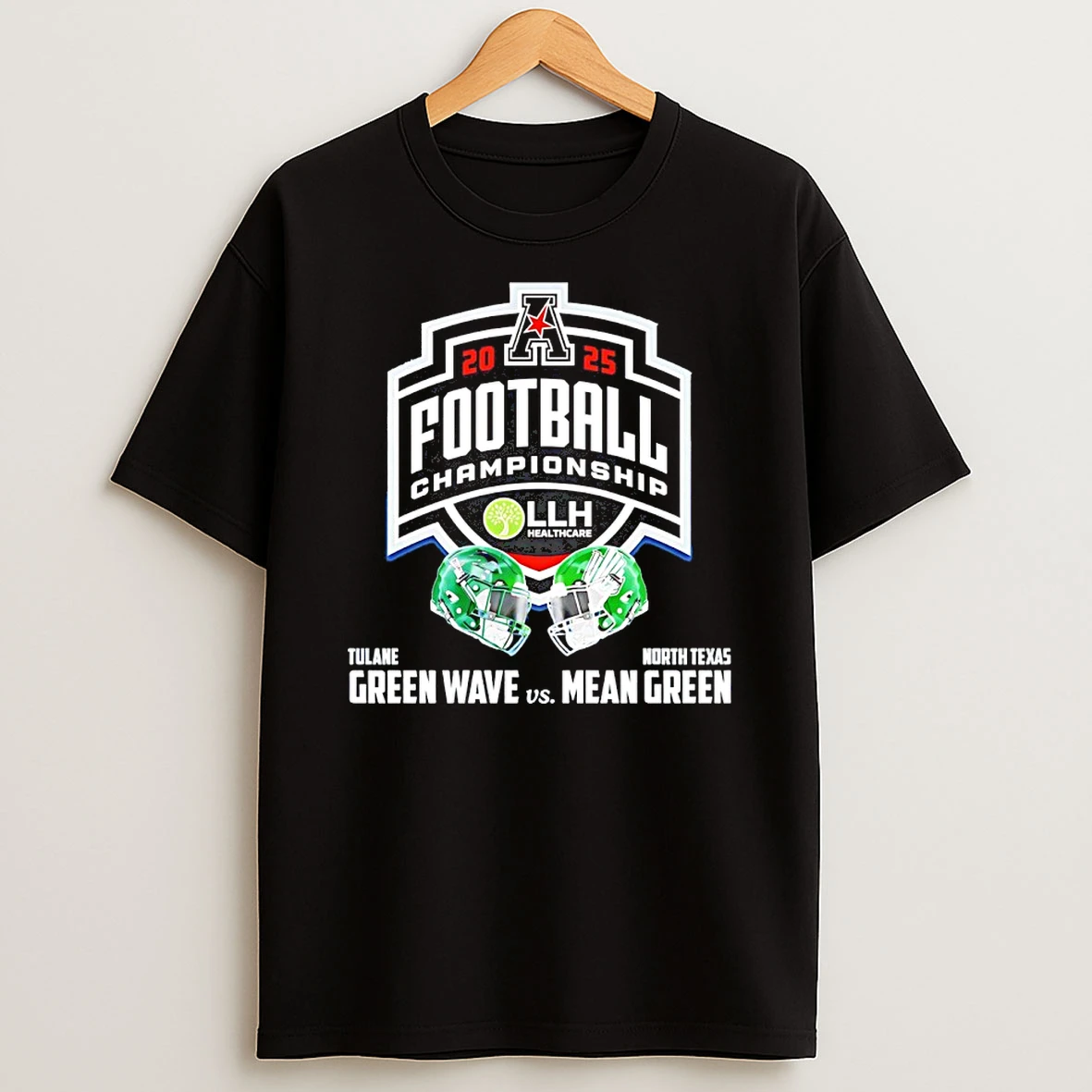 Mean Green Vs Green Wave 2025 American Conference Champions Helmet T Shirt