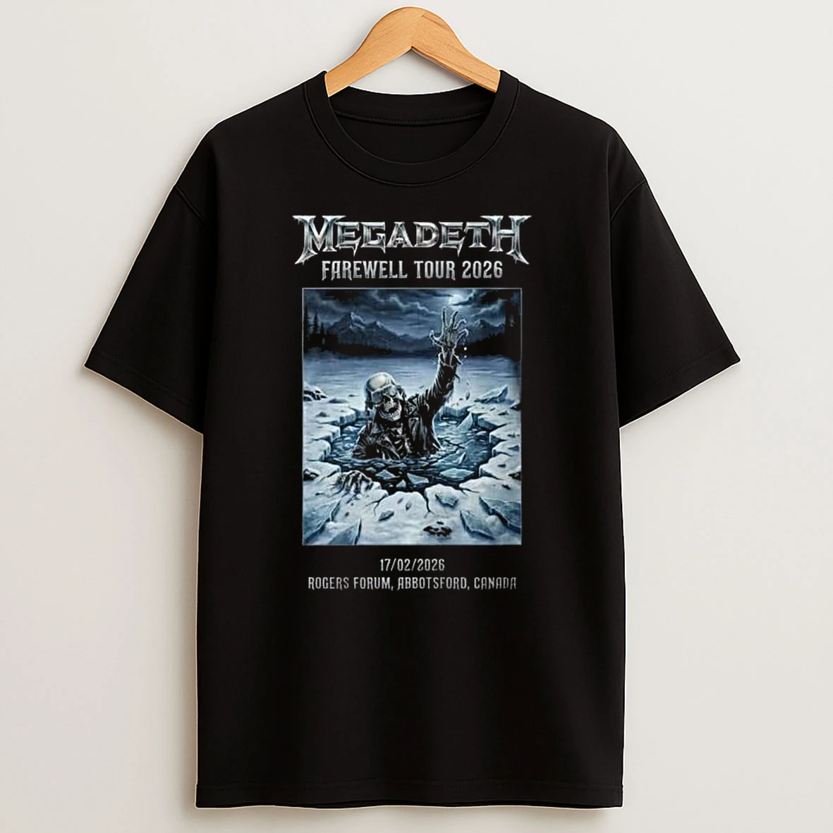 Megadeth Farewell Tour 2026 On February 17 2026 At Rogers Forum Abbotsford Canada Vic Rattlehead T Shirt