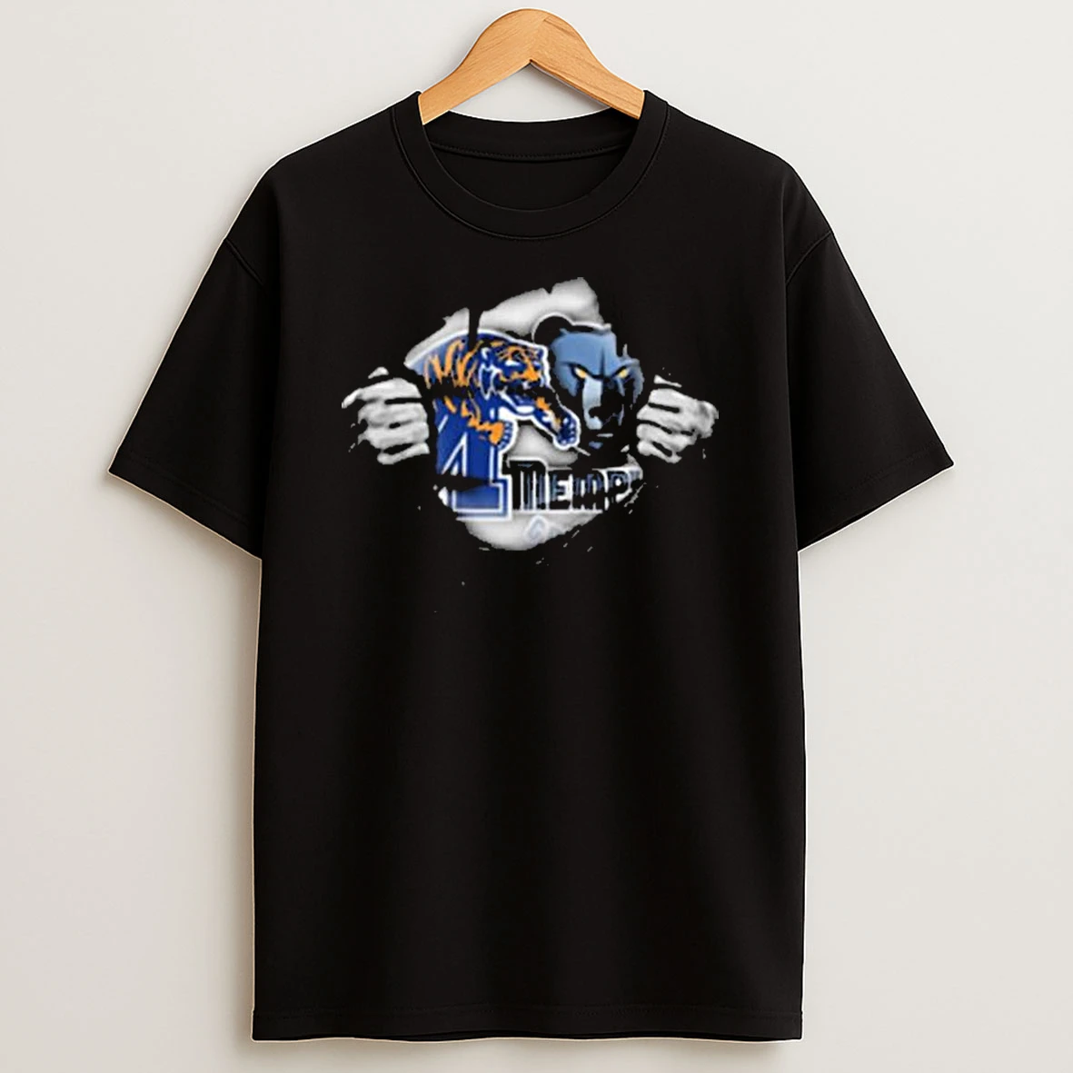 Memphis Tigers Grizzlies Ripped Graphic T Shirt