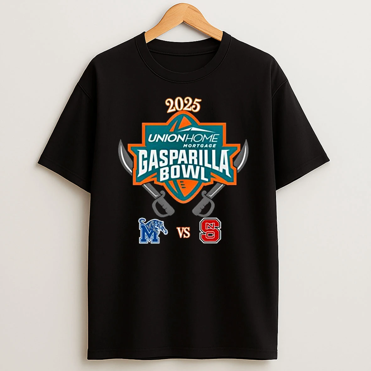 Memphis Tigers Vs North Carolina State Wolfpack 2025 Gasparilla Bowl Logo T Shirt