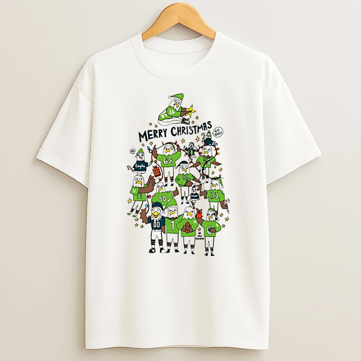 Merry Christmas Go Birds Philadelphia Eagles Christmas Tree T Shirt