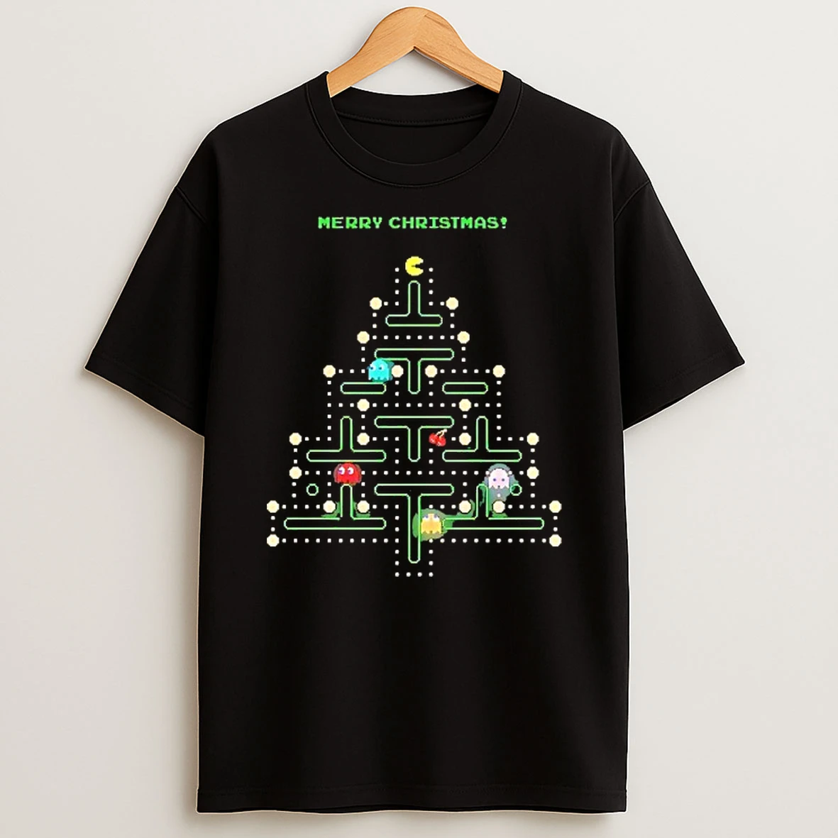Merry Christmas Pac Man Tree T Shirt