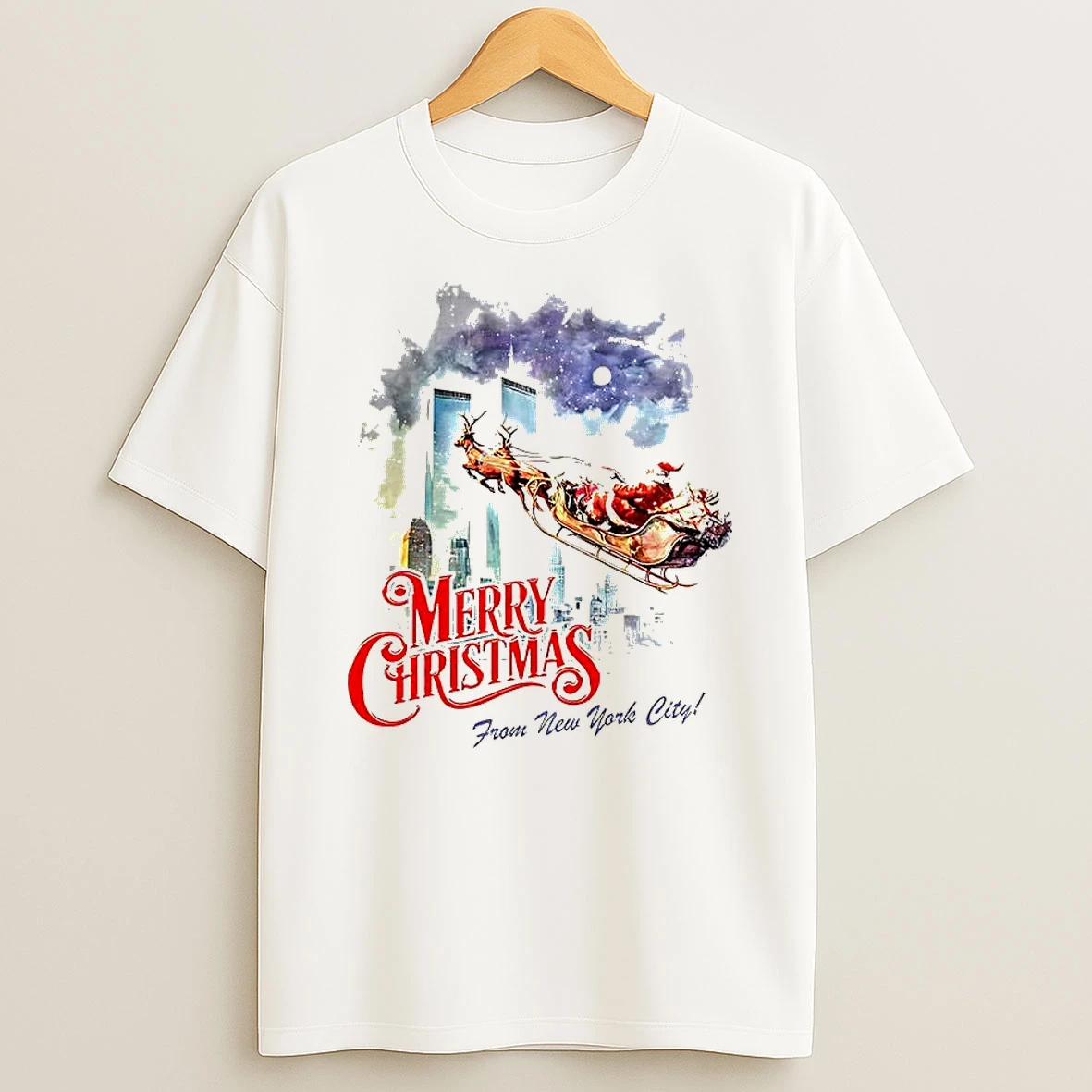 Merry Christmas From New York City 9 11 Caricature T Shirt