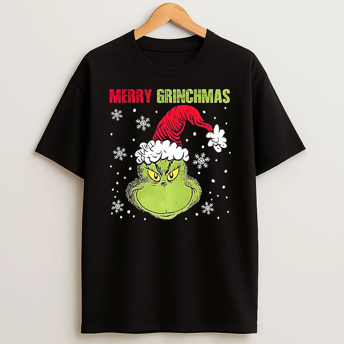 Merry Grinchmas Grinch Head Santa Hat Christmas T Shirt