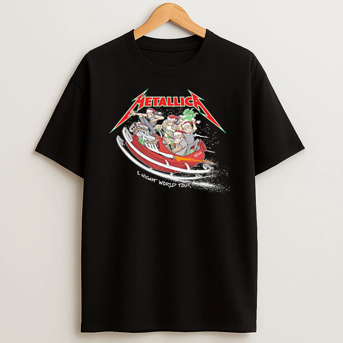 Metallica 1 Night World Tour Merry Metal Christmas T Shirt