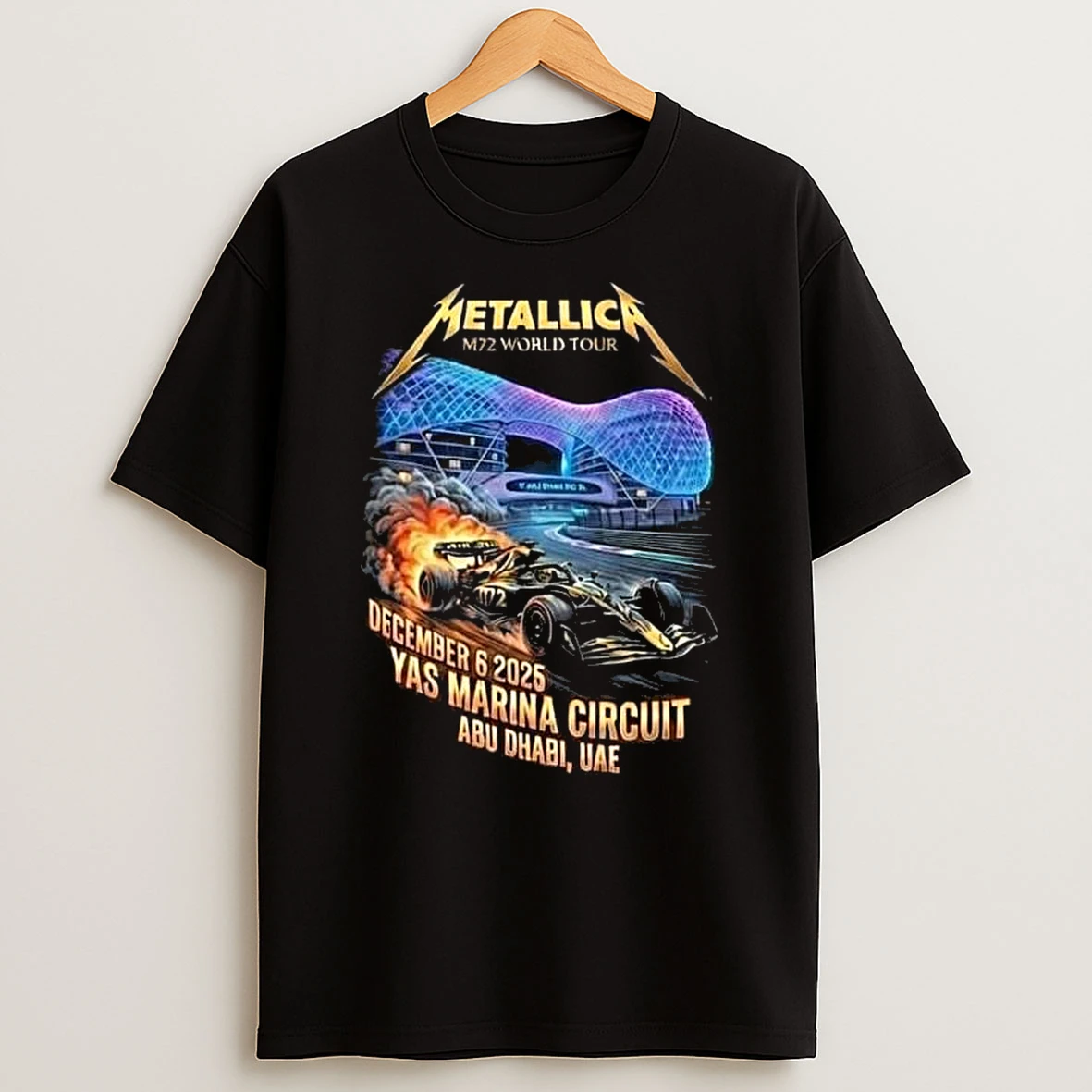 Metallica M72 Abu Dhabi World Tour Formula 1 Etihad Airways Grand Prix 2025 After Race On December 6 2025 At Yas Marina Circuit Uae F1 Car T Shirt