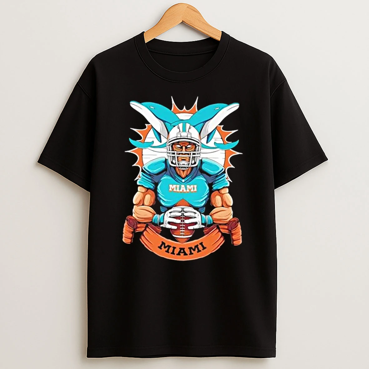 Miami Dolphins Football Mascot Hug The Ball T Shirt