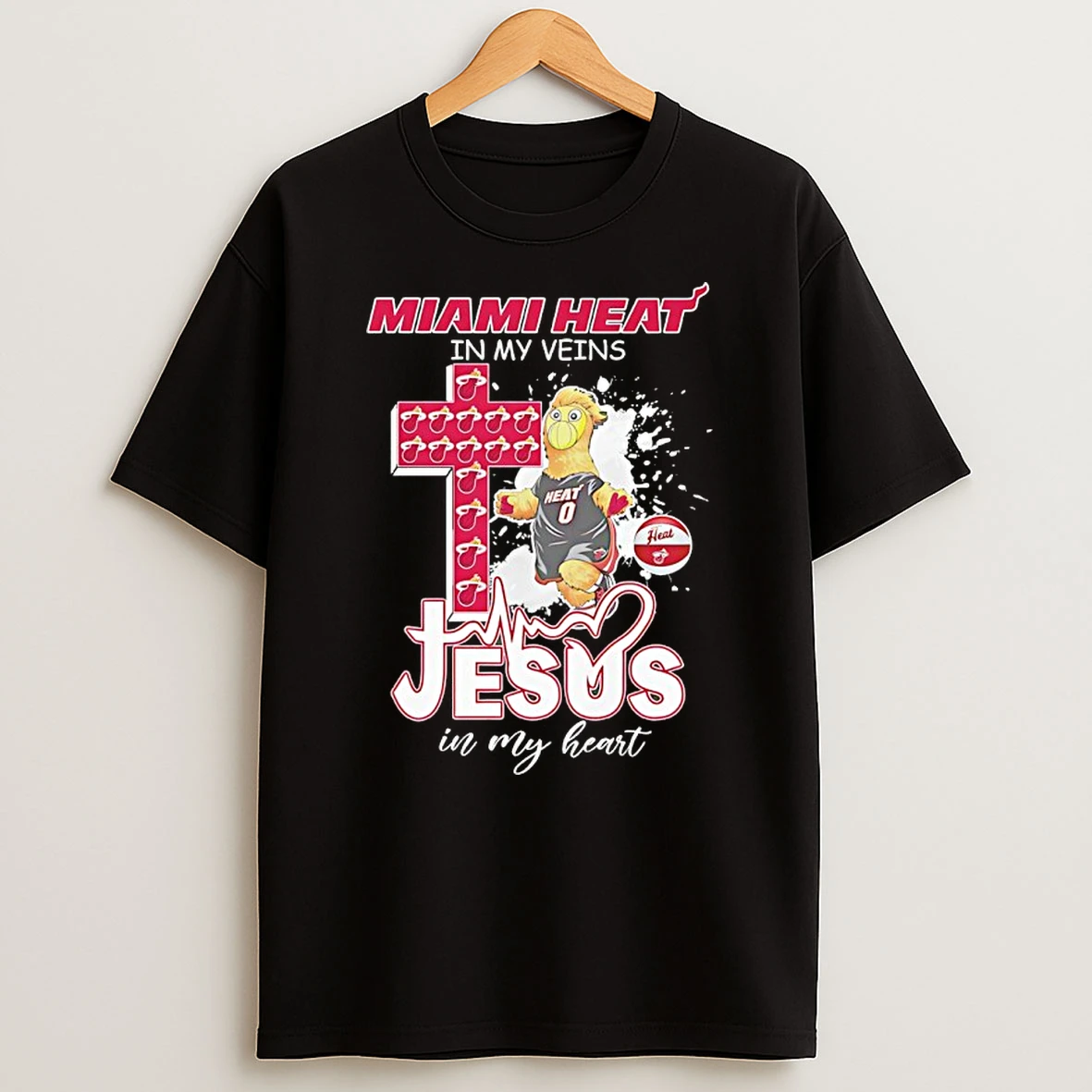 Miami Heat In My Veins Jesus In My Heart Mascot T Shirt