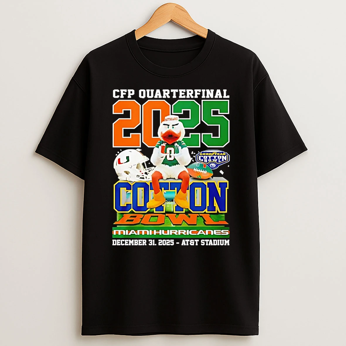 Miami Hurricanes 2025 Cfp Cotton Bowl Mascot T Shirt