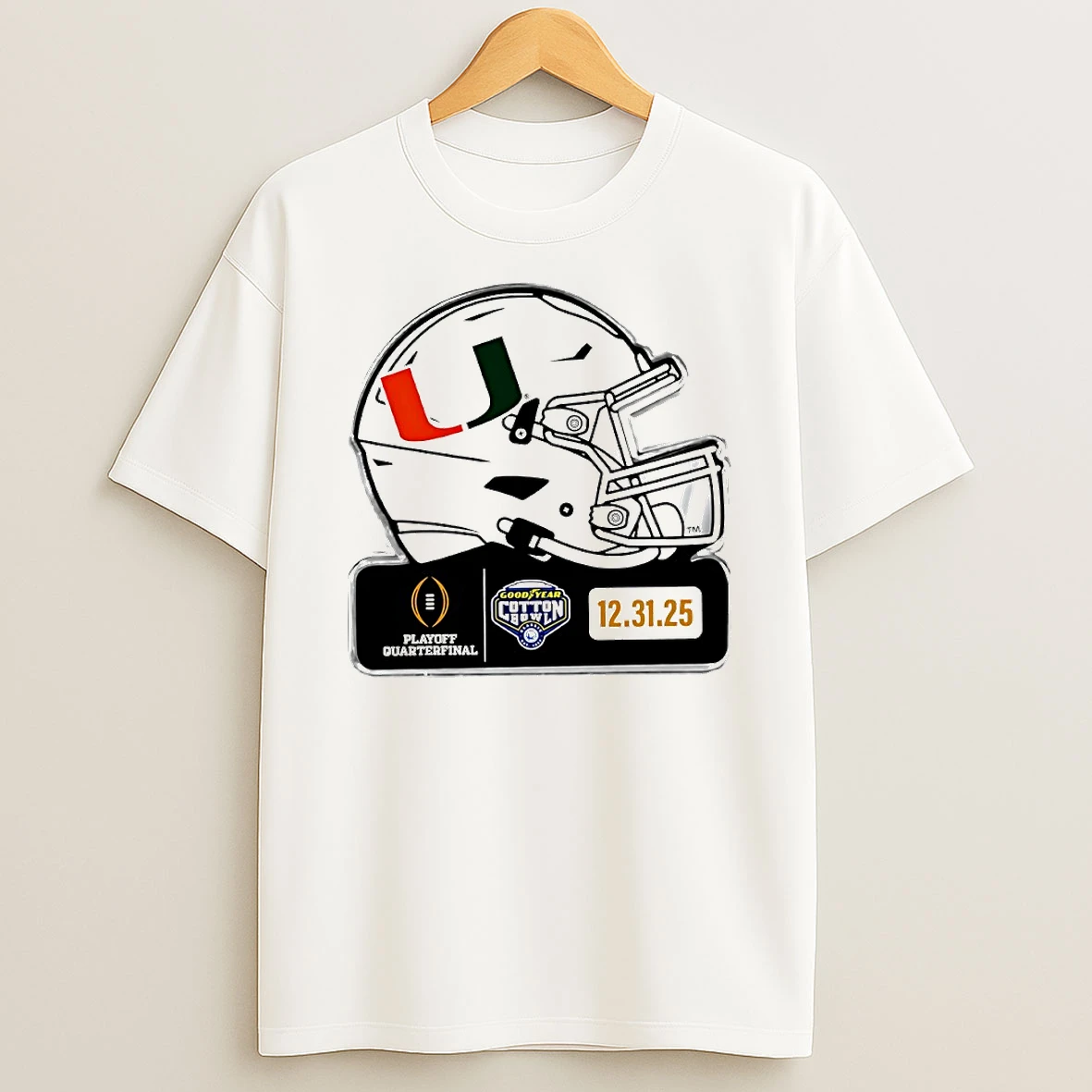 Miami Hurricanes 2025 Cfp Goodyear Cotton Bowl Helmet Circle T Shirt