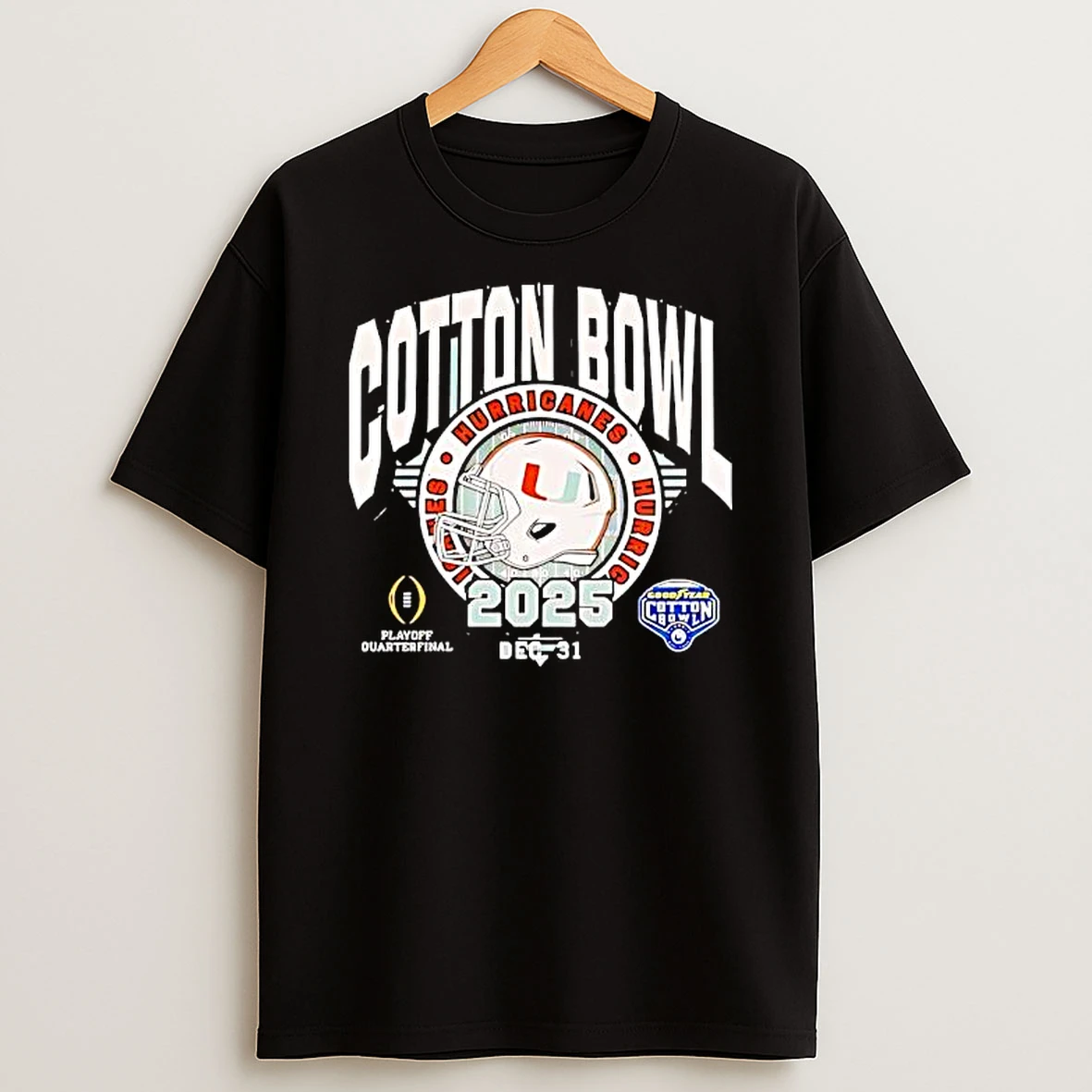 Miami Hurricanes 2025 Goodyear Cotton Bowl Helmet T Shirt