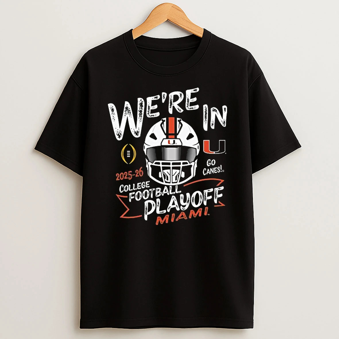 Miami Hurricanes 2025 Mens College Football Playoff Helmet T Shirt