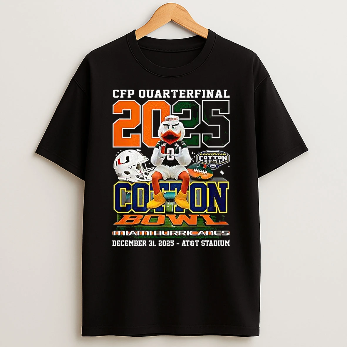 Miami Hurricanes Cfp Quarterfinal 2025 Cotton Bowl Mascot T Shirt