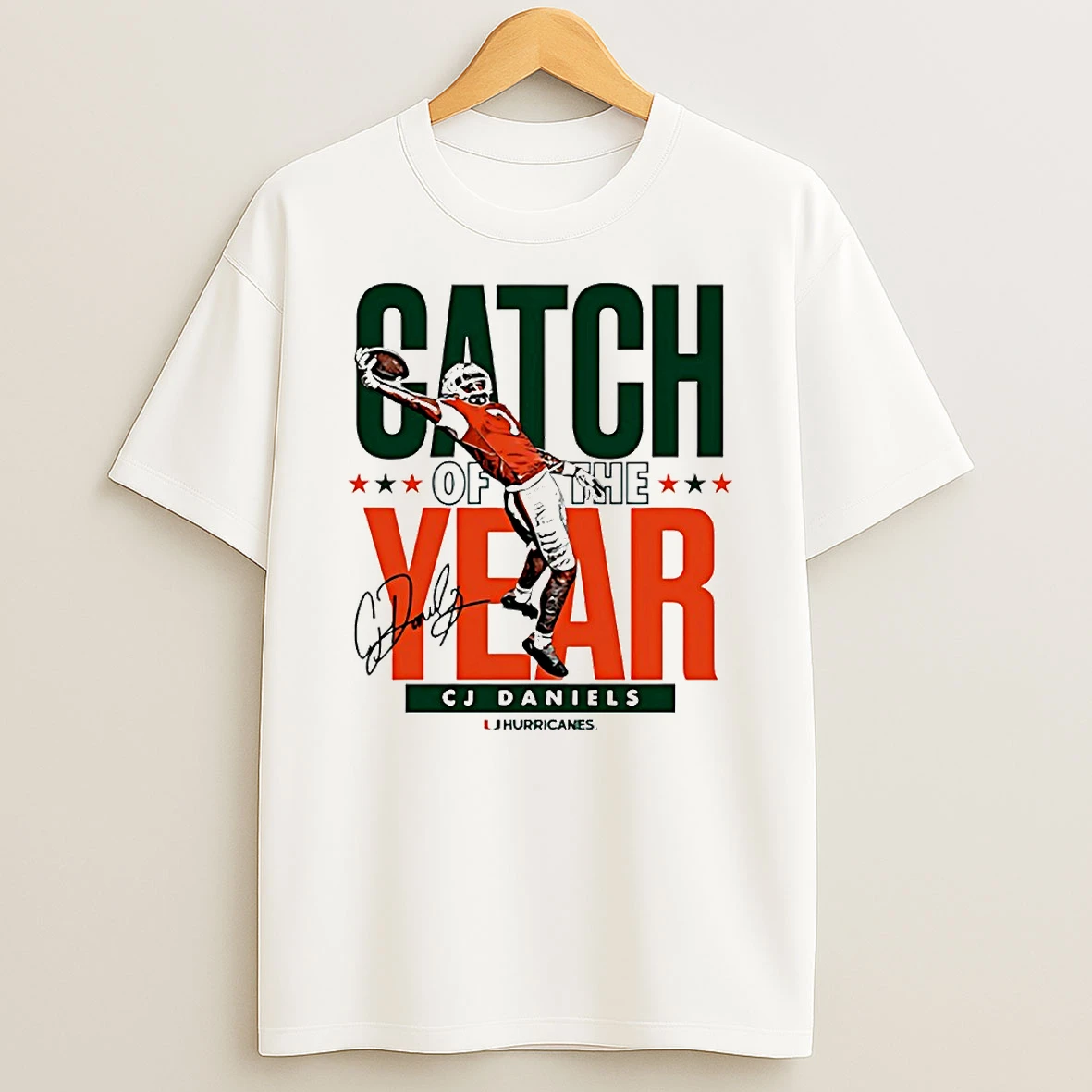 Miami Hurricanes Cj Daniels Catch Of The Year Signature Circle T Shirt