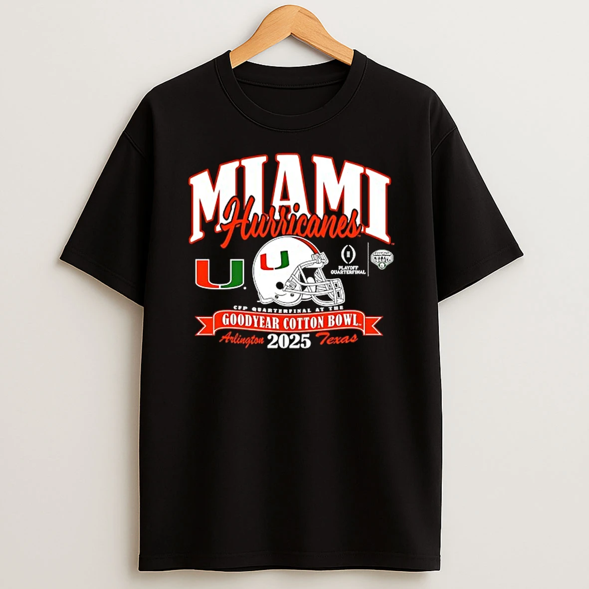 Miami Hurricanes College Football Playoff 2026 Goodyear Cotton Bowl Helmet T Shirt