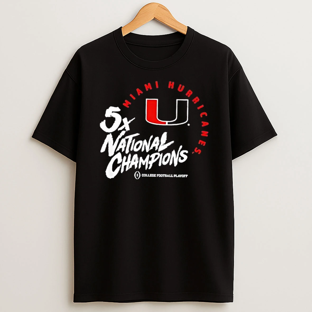 Miami Hurricanes Football 2025 Cfp 5x National Champions T Shirt