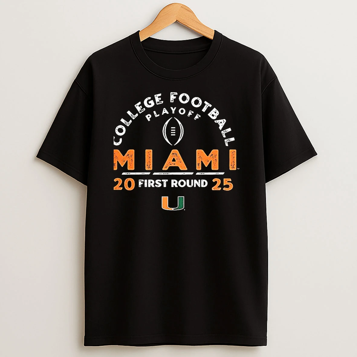 Miami Hurricanes Ncaa 2025 26 College Football Playoff First Round Curved T Shirt