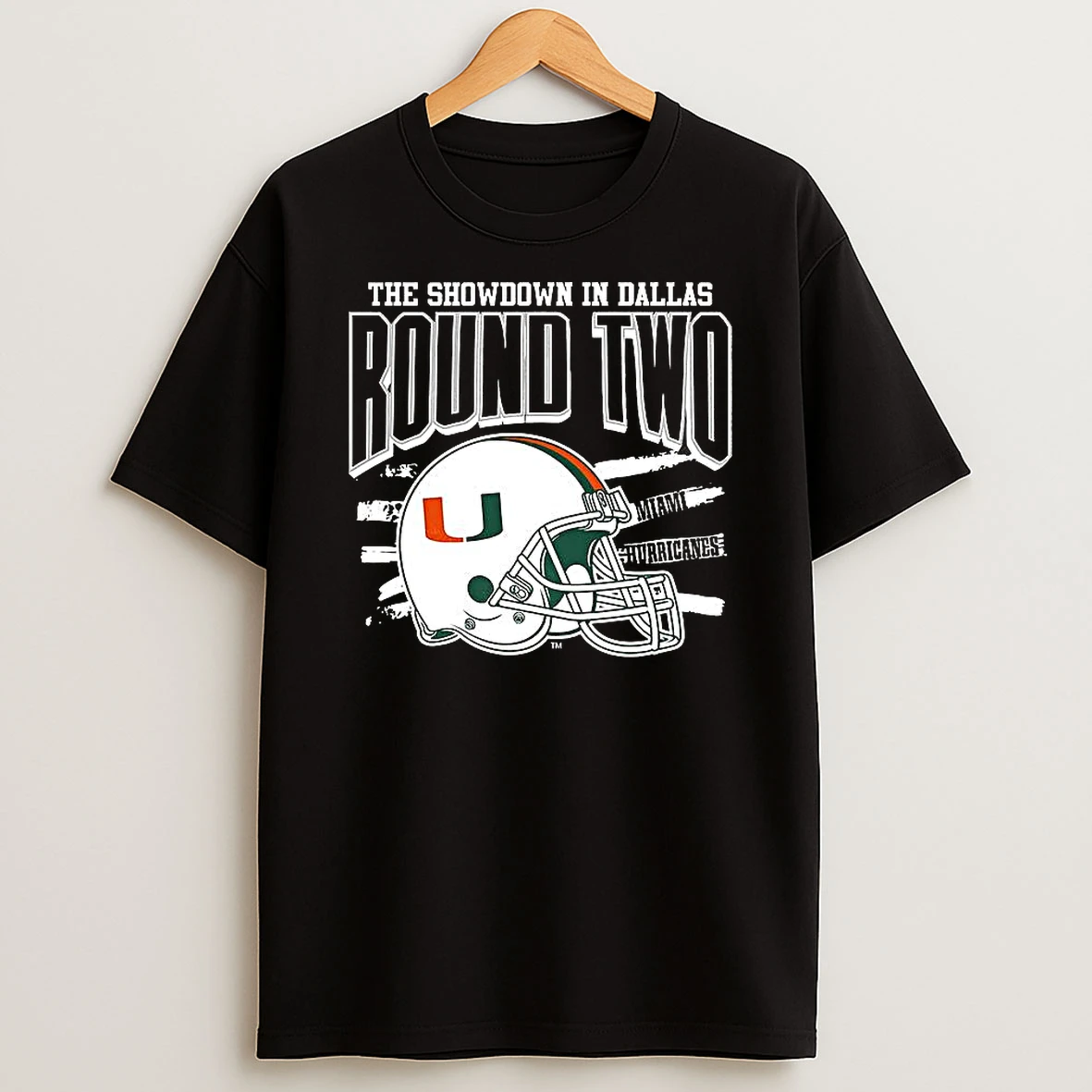 Miami Hurricanes Ncaa Cfp The Showdown In Dallas Round Two Helmet T Shirt