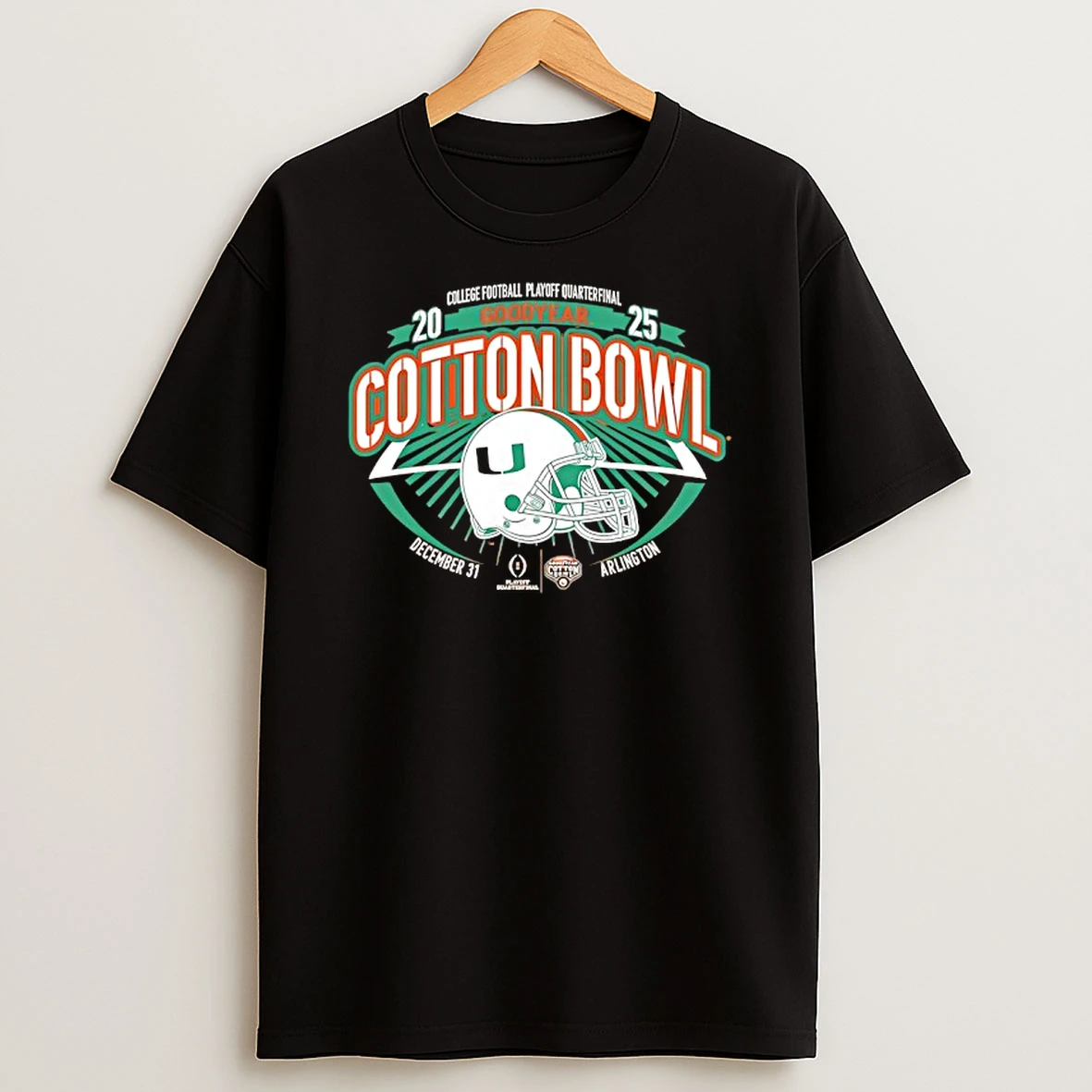 Miami Hurricanes Orange 2025 College Football Playoff Quarterfinal Goodyear Cotton Bowl T Shirt